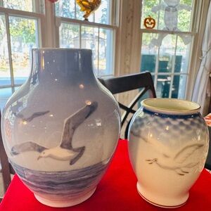 2 Danish Royal Copenhagen Seagull Bud Vase # 1138 45.5 Bing and Grondahl #671